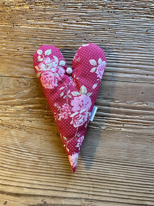 Stoffherz «pink Rosen»
